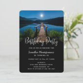 Pier bij nacht onder volledige maan verjaardag kaart (Staand voorkant)