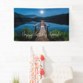 Pier bij nacht onder volledige maan verjaardag spandoek (Insitu)