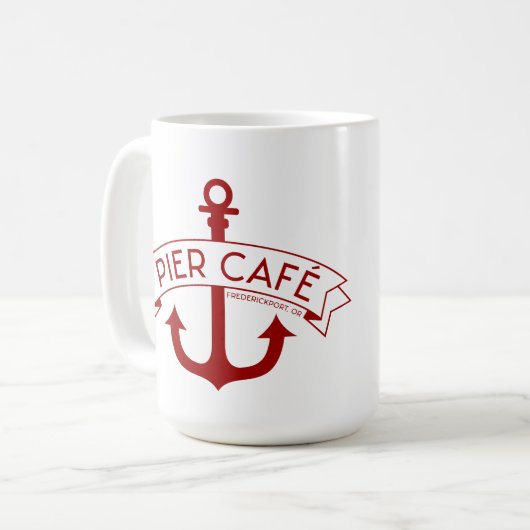Pier Cafe Coffee Mok Rood (Voorkant links)