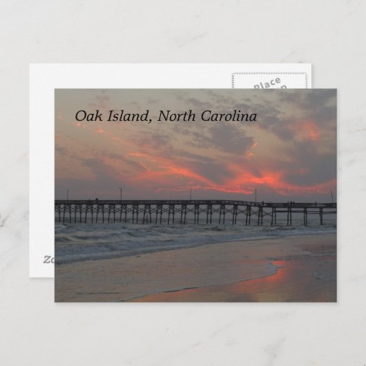 Pier en Sunset - Oak Island, NC Briefkaart (Voorkant / Achterkant)