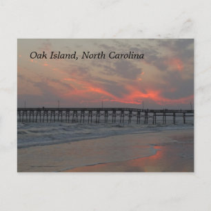 Pier en Sunset - Oak Island, NC Briefkaart