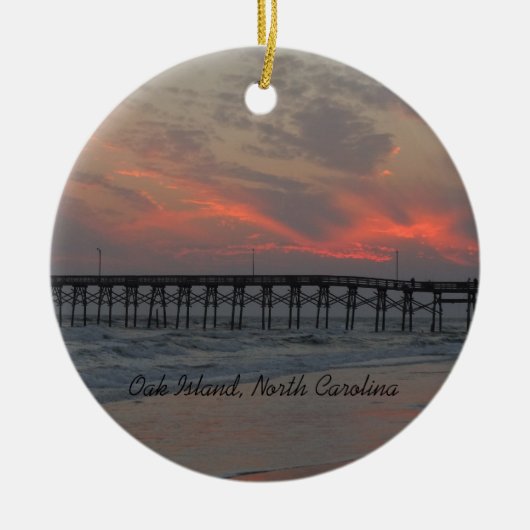 Pier en Sunset - Oak Island, NC Keramisch Ornament (Voorkant)