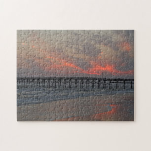 Pier en Sunset - Oak Island, NC Legpuzzel