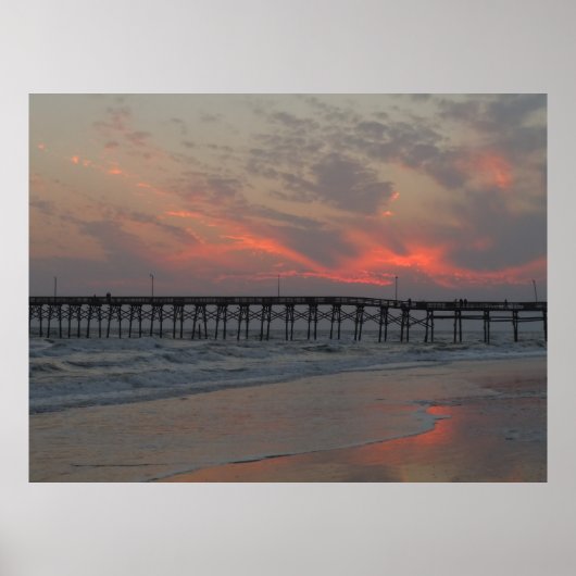 Pier en Sunset - Oak Island, NC Poster (Voorkant)