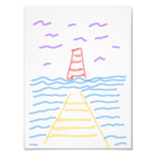 Pier en vuurtoren Fotovergroting Foto Afdruk (Voorkant)