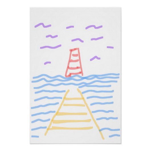 Pier en vuurtoren Glossy Poster (Voorkant)