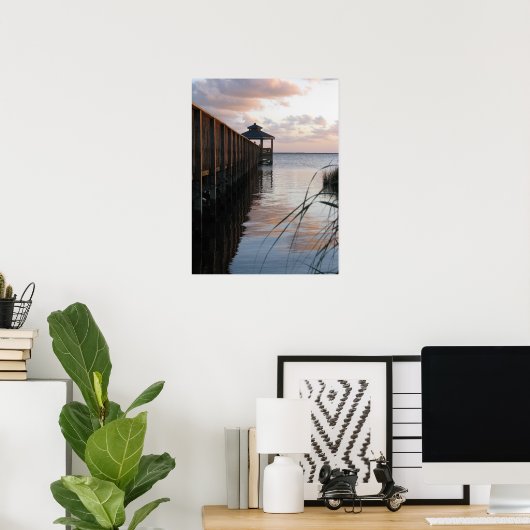 Pier & Gazebo op Sunset, Outer Banks NC Poster (Thuiskantoor)