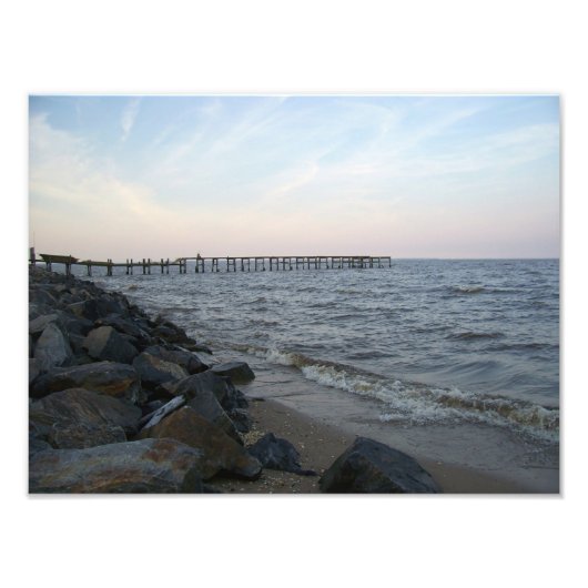 Pier in Colonial Beach, Virginia Foto Afdruk (Voorkant)