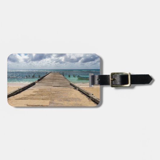 Pier in de oceaan Saona Domenican Republic Bagagelabel (Voorkant horizontaal)