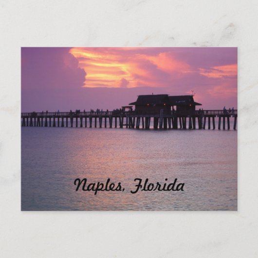 pier in Napels, Florida bij zonsondergang Briefkaart (Voorkant)