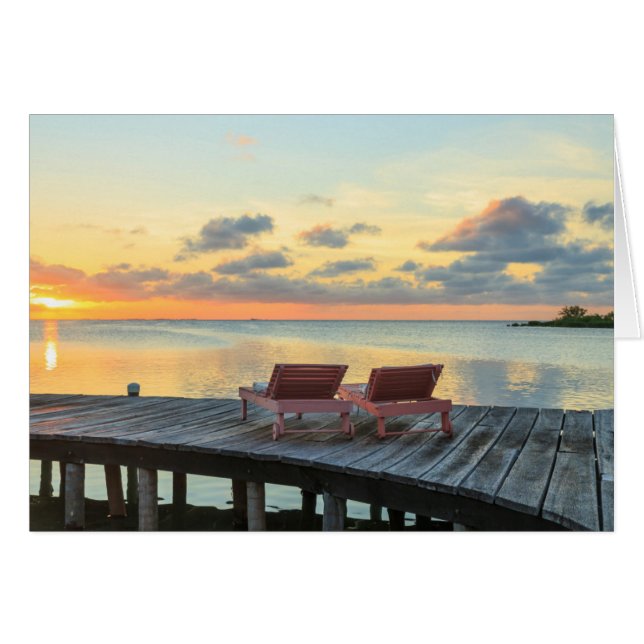 Pier kijkt uit over de oceaan, Belize (Voorkant Horizontaal)