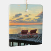Pier kijkt uit over de oceaan, Belize Keramisch Ornament (Rechts)