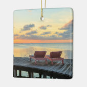 Pier kijkt uit over de oceaan, Belize Keramisch Ornament (Links)