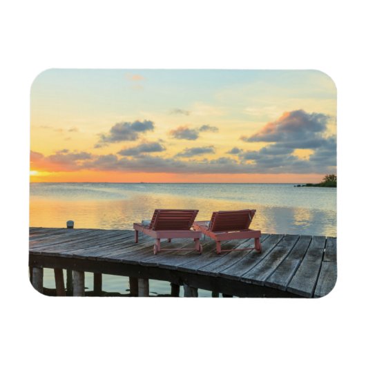 Pier kijkt uit over de oceaan, Belize Magneet (Horizontaal)