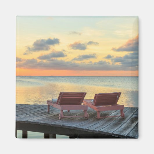 Pier kijkt uit over de oceaan, Belize Magneet (Voorkant)