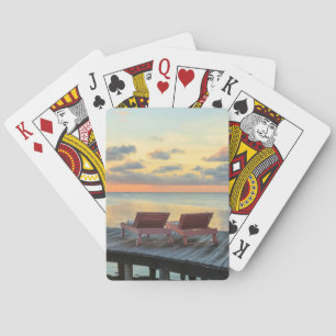 Pier kijkt uit over de oceaan, Belize Pokerkaarten