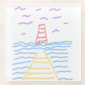 Pier Lighthouse Onderzetter Glazen Onderzetter (Voorkant)