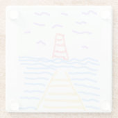 Pier Lighthouse Onderzetter Glazen Onderzetter (Achterkant)