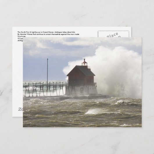 PIER LIGHTHOUSE vs MONSTER WAVES Briefkaart (Voorkant / Achterkant)