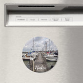 Pier met boten en jachten in Marken Nederland Magneet (Insitu (Vaatwasser))