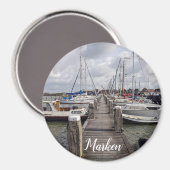 Pier met boten en jachten in Marken Nederland Magneet (Voorkant / Achterkant)