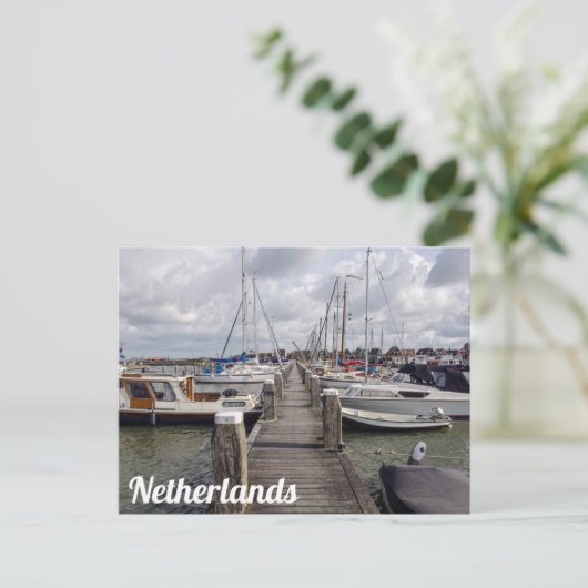 Pier met boten en jachten in Marken Nederland P Briefkaart (Staand voorkant)