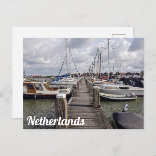 Pier met boten en jachten in Marken Nederland P Briefkaart (Voorkant / Achterkant)