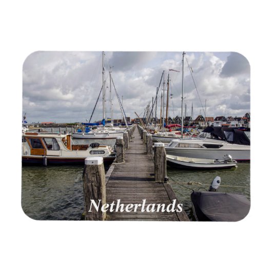 Pier met boten en jachten in Marken Netherlands Magneet (Horizontaal)