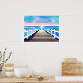 Pier, oceaan en hemel bij dageraad Print (Keuken)