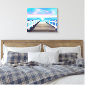 Pier, oceaan en hemel bij zonsopgang canvas afdruk (Insitu (Slaapkamer))