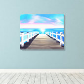 Pier, oceaan en hemel bij zonsopgang canvas afdruk (Insitu (Houten vloer))