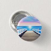 Pier, oceaan en hemel bij zonsopgang ronde button 3,2 cm (Voorkant /achterkant)