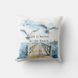 Pier Oceaan Strand Vogels Kussen
