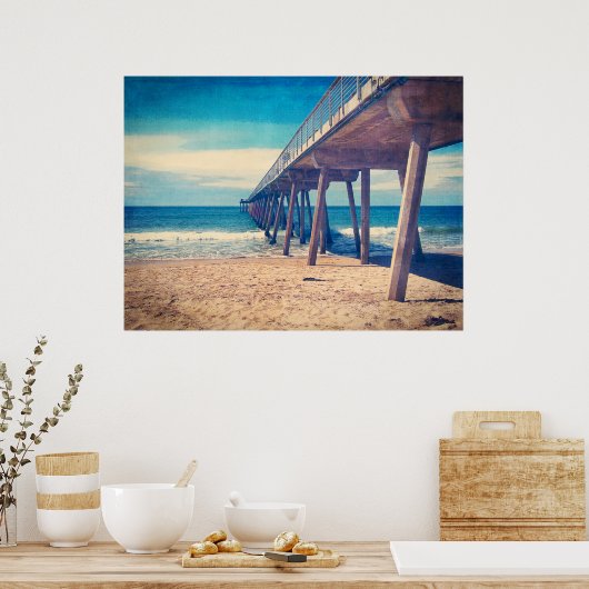 Pier op het strand van Hermosa Poster (Keuken)