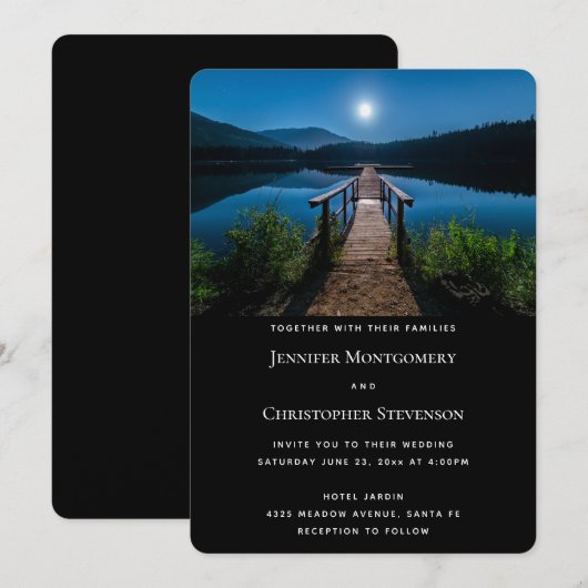 Pier 's nachts onder een Moon Weddenschap Kaart (Voorkant / Achterkant)