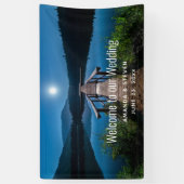 Pier 's nachts onder een Moon Weddenschap Spandoek (Verticaal)