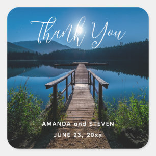 Pier 's nachts onder een volle Moon Weddenschap Vierkante Sticker