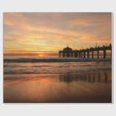 Pier strand zonsondergang cadeaupapier (Vlak)