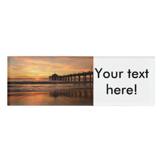 Pier strand zonsondergang naambadge (Voorkant)