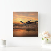 Pier strand zonsondergang vierkante klok (Huis)