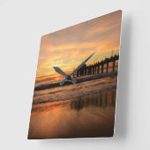 Pier strand zonsondergang vierkante klok (Hoek)