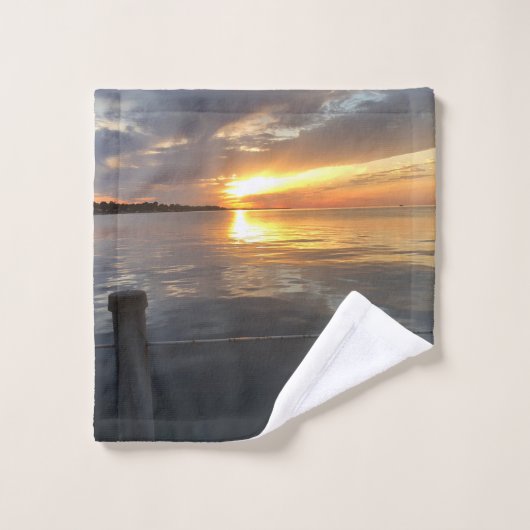 pier zonsondergang bad handdoek (Wasdoekje)