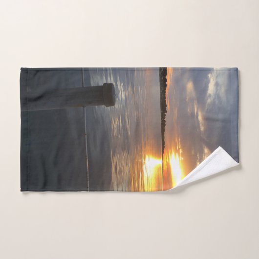 pier zonsondergang bad handdoek (Handdoek)