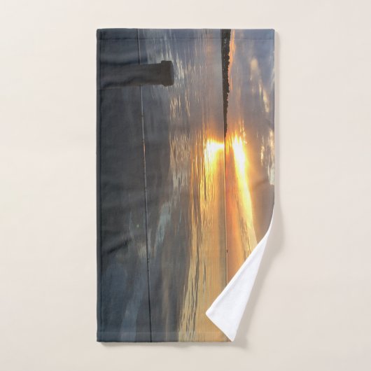 pier zonsondergang bad handdoek (Handdoek)