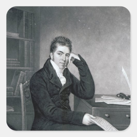 Pierce Egan, gegraveerd door Charles Turner Vierkante Sticker (Voorkant)