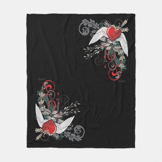 Pierced Heart op Wings Fleece Deken (Voorkant)