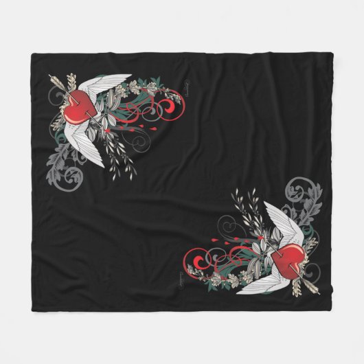 Pierced Heart op Wings Fleece Deken (Voorkant (Horizontaal))