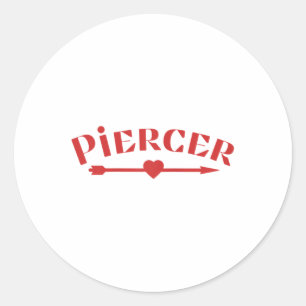 Piercer Arrow Heart Professional Piercing Shop Red Ronde Sticker