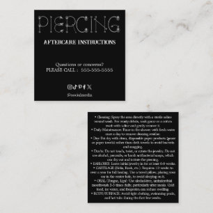 Piercing Nazorg Instructies Business Card Vierkante Visitekaartje