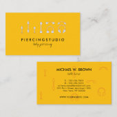 Piercing oranje geel visitekaartje (Voorkant / Achterkant)